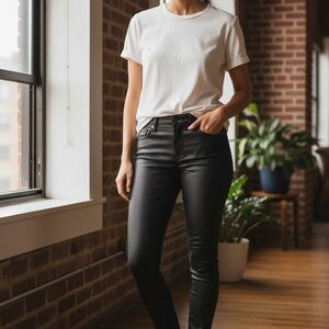 AGOLDE Black Coated Skinny Jeans High Rise Stretch Size 27